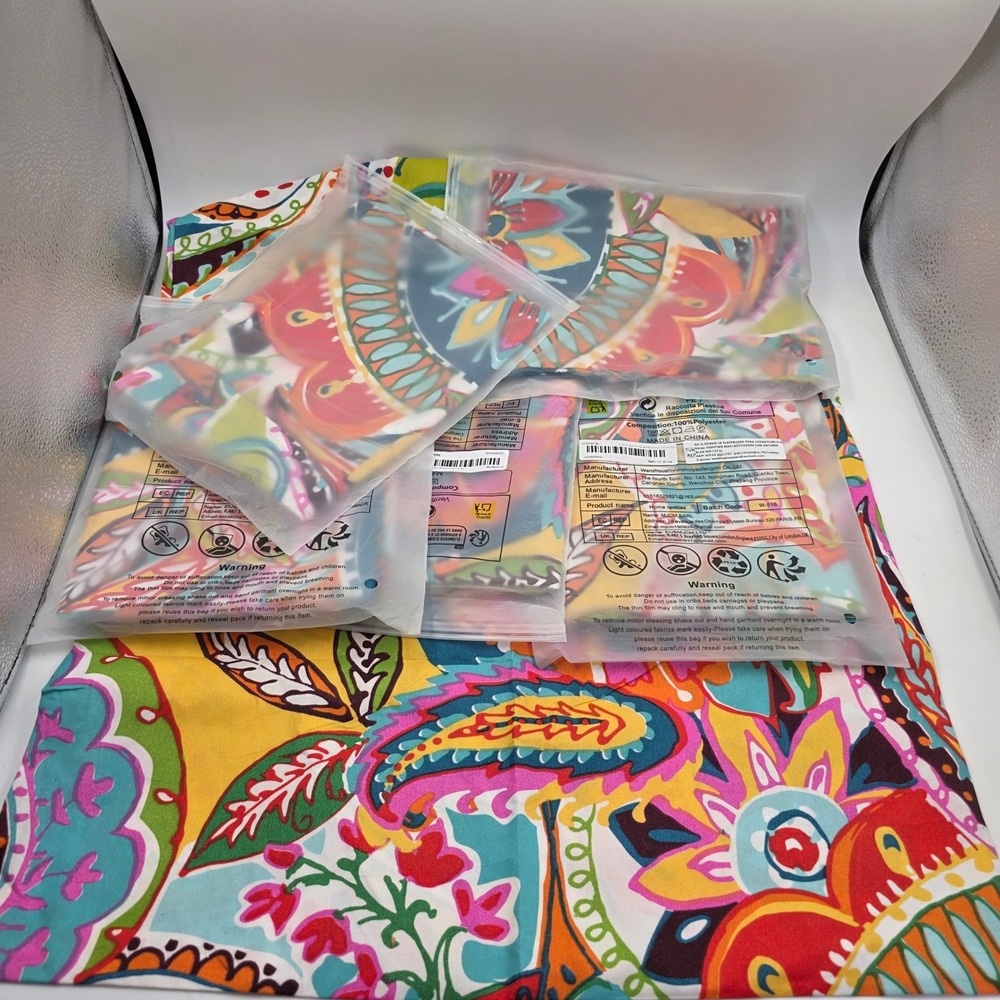 Bohemian Paisley Floral Multi-Color Pillowcase lot of 6 20x30 Polyester Home L4 - Picture 7 of 16